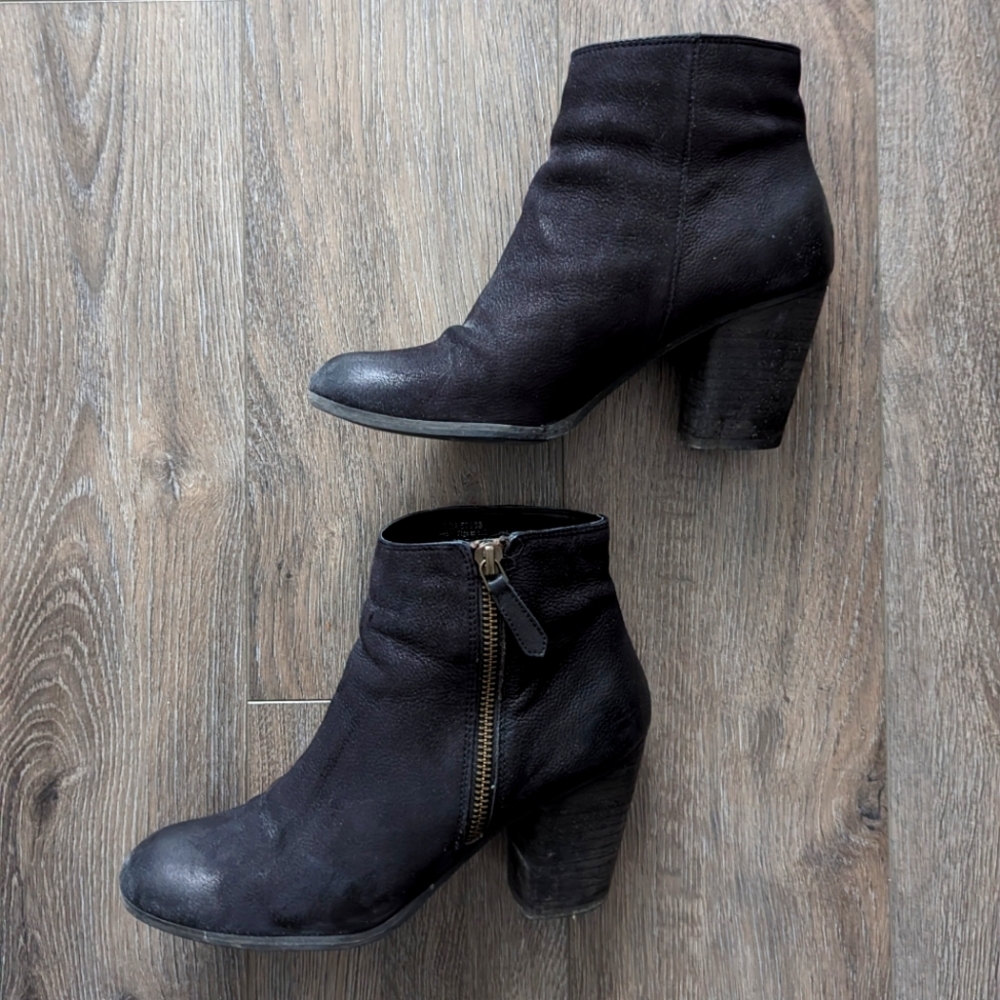 Nordstrom BP Leather Booties, Black, Size 6